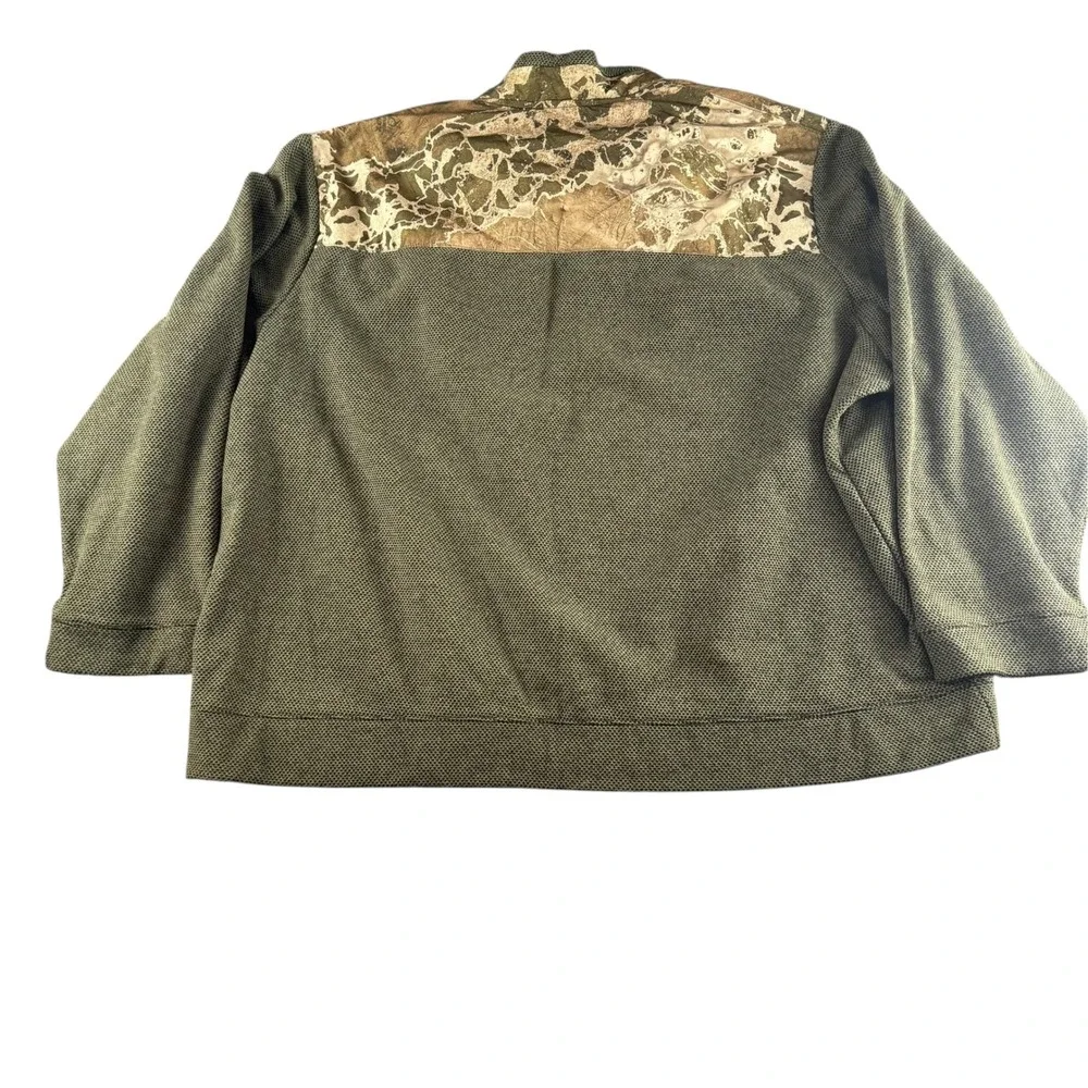 Realtree Mens 3XL Olive Waffle Knit Camo Yoke Quarter Zip Pullover FJ10053